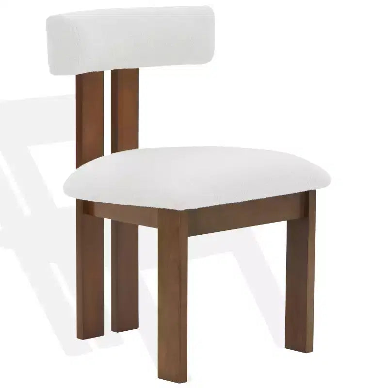 Sedia da pranzo Macey Boucle - Avorio/Noce