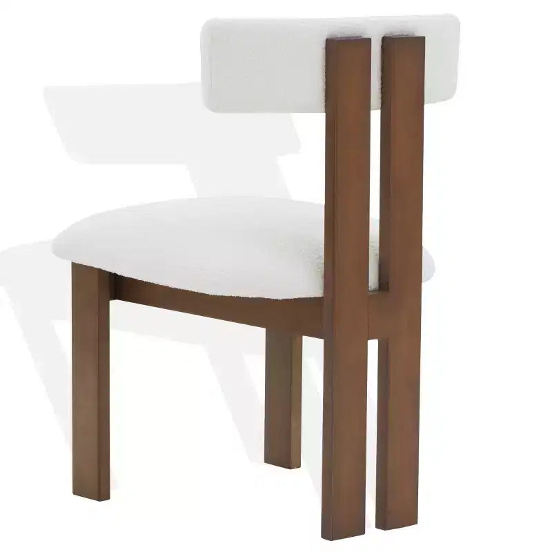 Sedia da pranzo Macey Boucle - Avorio/Noce
