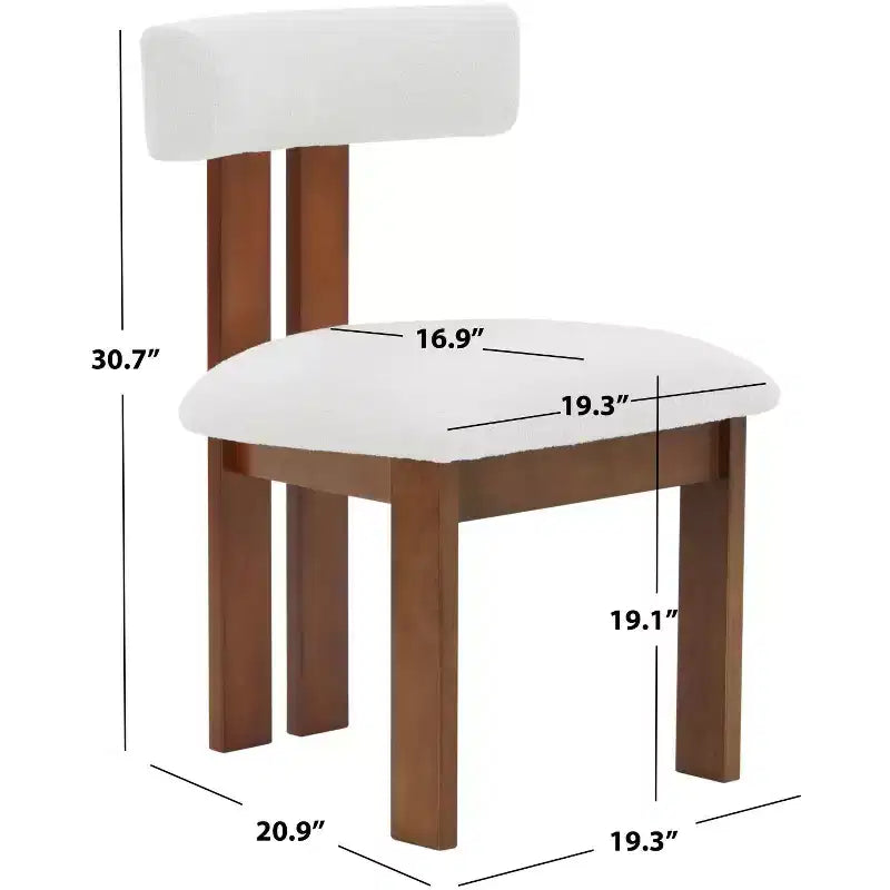 Sedia da pranzo Macey Boucle - Avorio/Noce