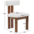 Sedia da pranzo Macey Boucle - Avorio/Noce