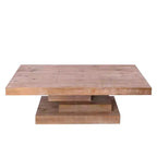 Tavolino da caffè rettangolare in legno Halston Modern Rustic con base a blocco