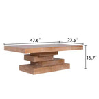 Tavolino da caffè rettangolare in legno Halston Modern Rustic con base a blocco