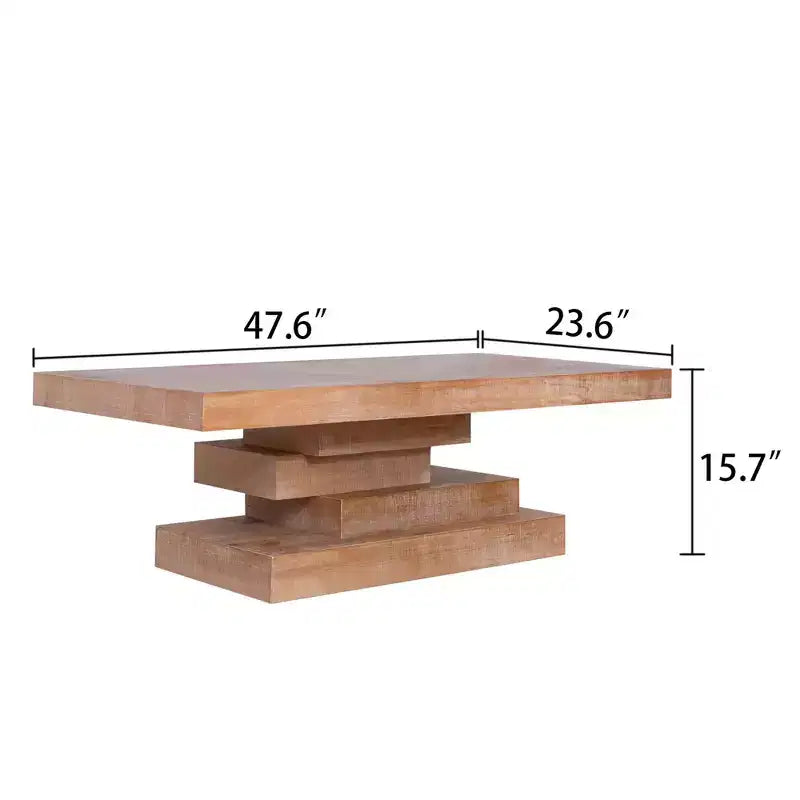 Tavolino da caffè rettangolare in legno Halston Modern Rustic con base a blocco