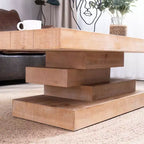 Tavolino da caffè rettangolare in legno Halston Modern Rustic con base a blocco