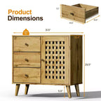 Armadietto contenitore, mobile bar con ripiani regolabili, credenza vintage, legno naturale