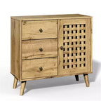 Armadietto contenitore, mobile bar con ripiani regolabili, credenza vintage, legno naturale