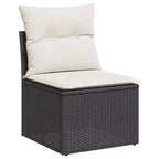 Set di Divani da Giardino in Rattan PE Nero/Bianco Crema Grande