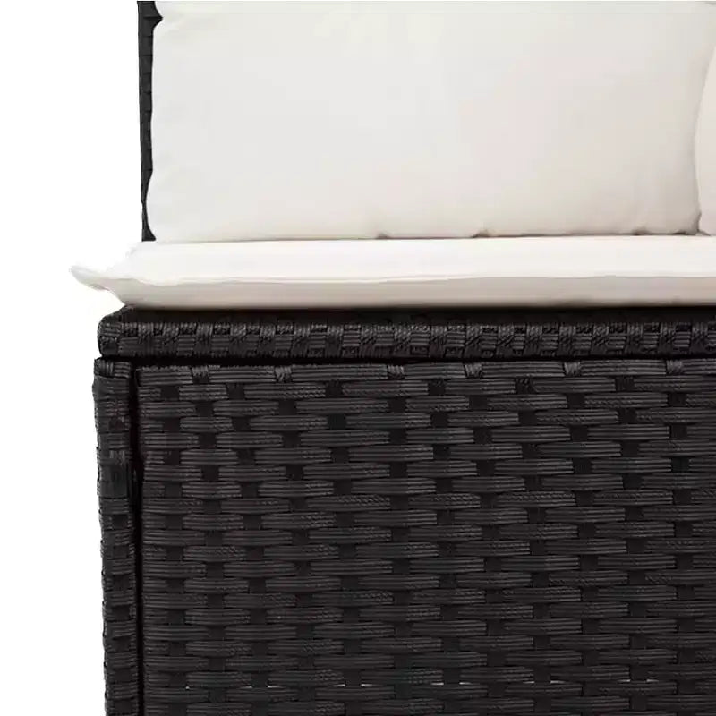 Set di Divani da Giardino in Rattan PE Nero/Bianco Crema Grande