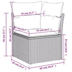 Set di Divani da Giardino in Rattan PE Nero/Bianco Crema Grande