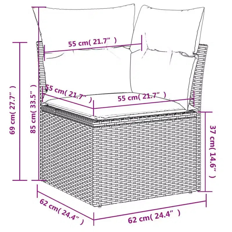 Set di Divani da Giardino in Rattan PE Nero/Bianco Crema Grande