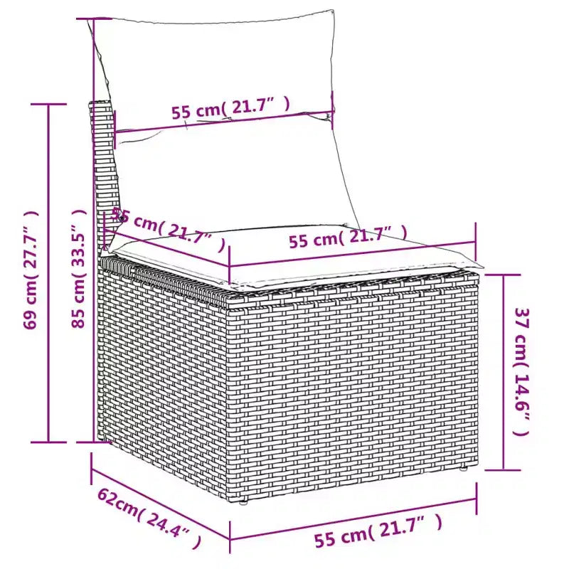Set Divano da Giardino Nero Polyrattan Grande Set Divano da Giardino Modulare