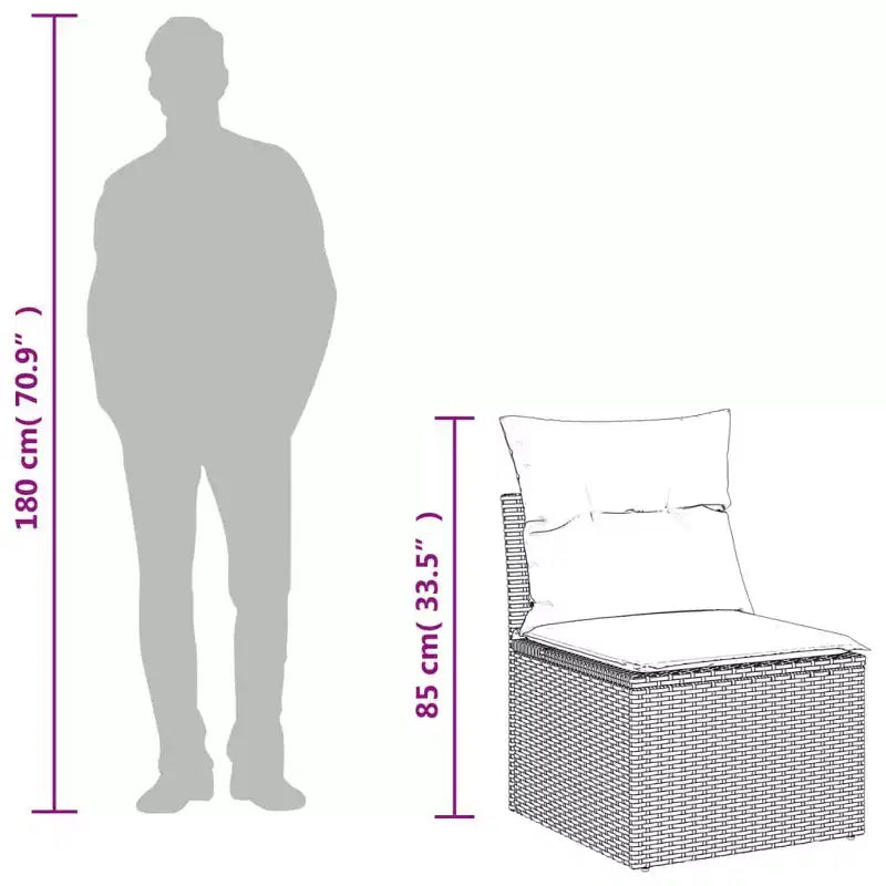 Set Divano da Giardino Nero Polyrattan Grande Set Divano da Giardino Modulare