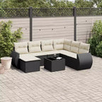 Set Divano da Giardino Nero Polyrattan Grande Set Divano da Giardino Modulare