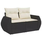 Set Divano da Giardino Nero Polyrattan Grande Set Divano da Giardino Modulare