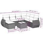 Set Divano da Giardino Nero Polyrattan Grande Set Divano da Giardino Modulare