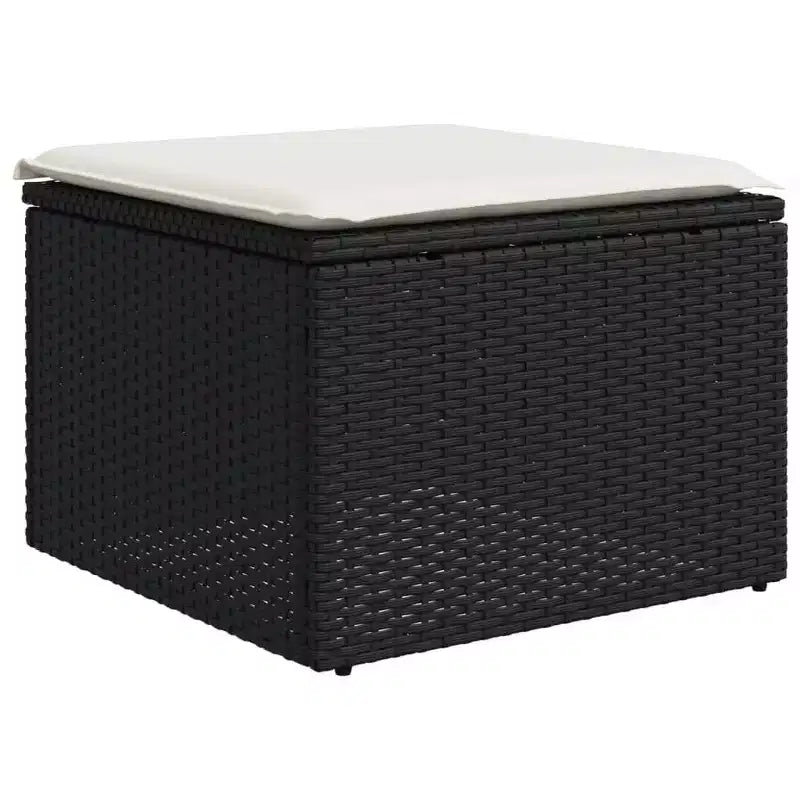 Set Divano da Giardino Nero Polyrattan Grande Set Divano da Giardino Modulare