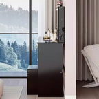 Toeletta da Trucco Naturale da 37 Pollici con Specchio e Luci, Organizzazione Integrata, Sgabello Abbinato per Camera da Letto, Illuminazione Dimmerabile