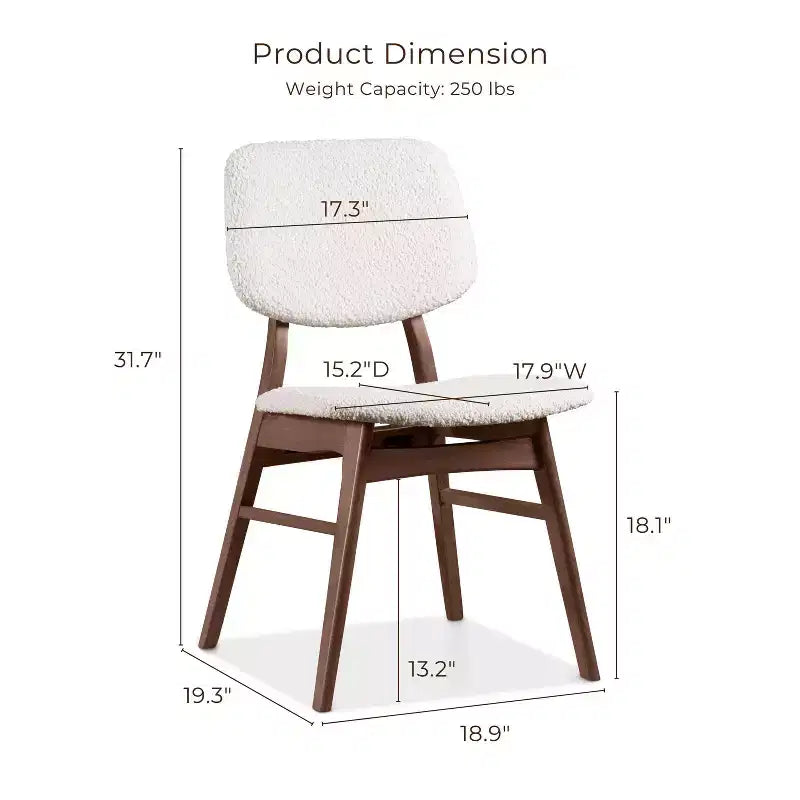 HOMES: Inside + Out Set di 2 sedie da pranzo in bouclé Aspen Grove in stile Mid-Century Modern Noce