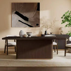 Tavolo da pranzo rettangolare oversize Eloise Modern 8 posti da 84" con base a piedistallo, marrone scuro