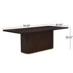 Tavolo da pranzo rettangolare oversize Eloise Modern 8 posti da 84" con base a piedistallo, marrone scuro