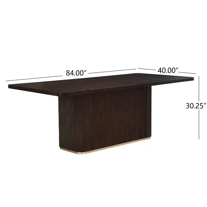 Tavolo da pranzo rettangolare oversize Eloise Modern 8 posti da 84" con base a piedistallo, marrone scuro