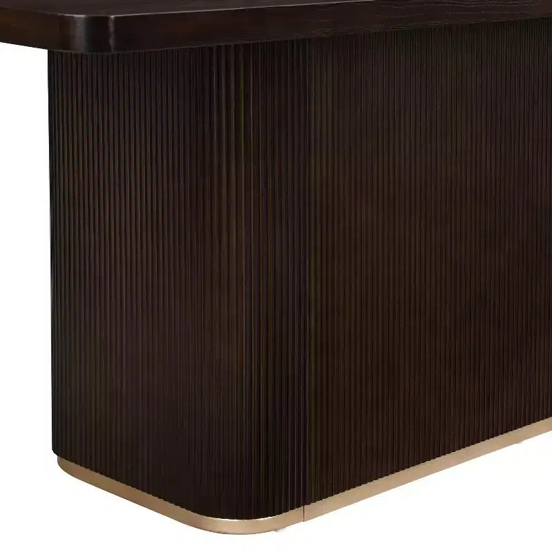 Tavolo da pranzo rettangolare oversize Eloise Modern 8 posti da 84" con base a piedistallo, marrone scuro