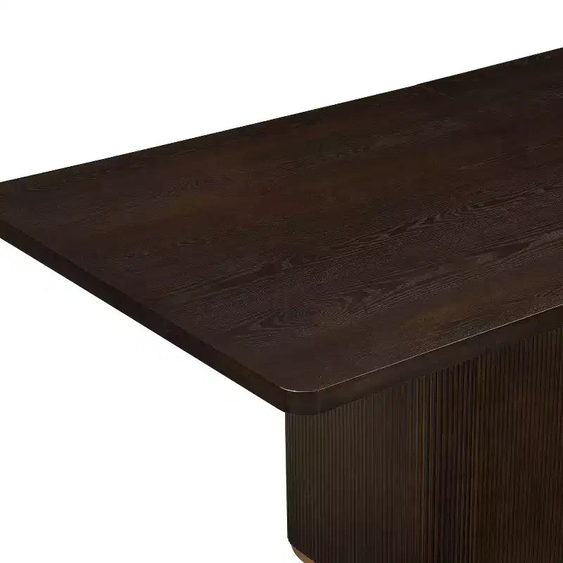 Tavolo da pranzo rettangolare oversize Eloise Modern 8 posti da 84" con base a piedistallo, marrone scuro