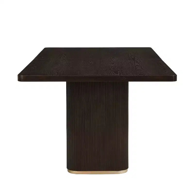 Tavolo da pranzo rettangolare oversize Eloise Modern 8 posti da 84" con base a piedistallo, marrone scuro