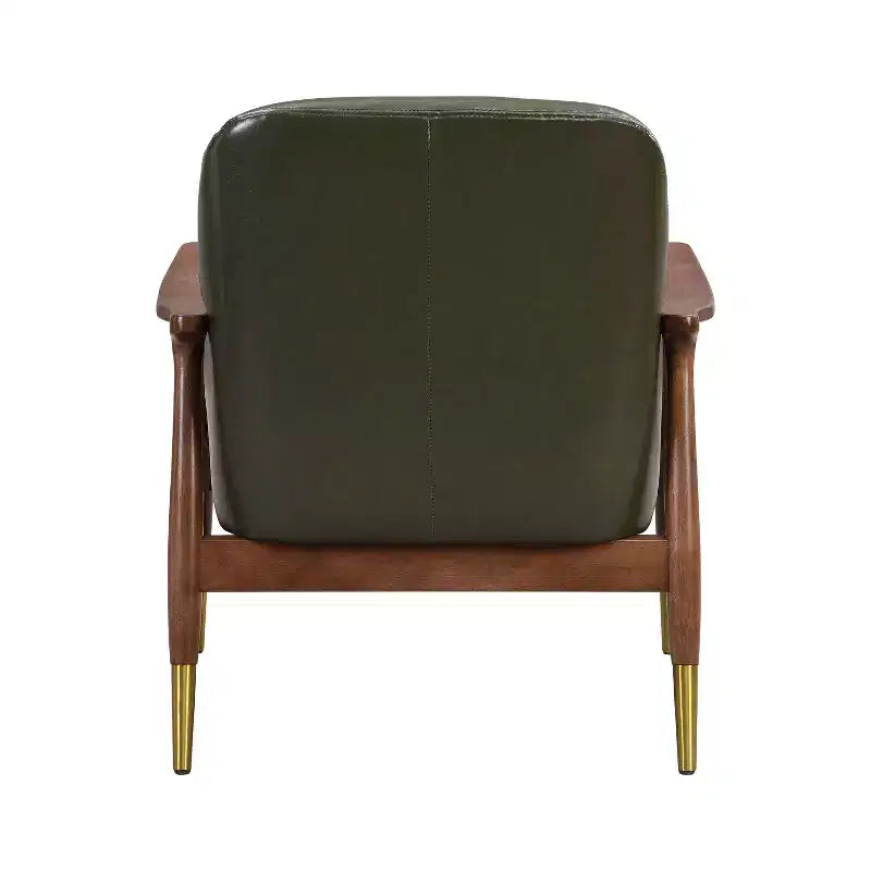 Poltrona Bella Modern Faux Leather and Wood Wasabi Green