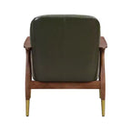 Poltrona Bella Modern Faux Leather and Wood Wasabi Green