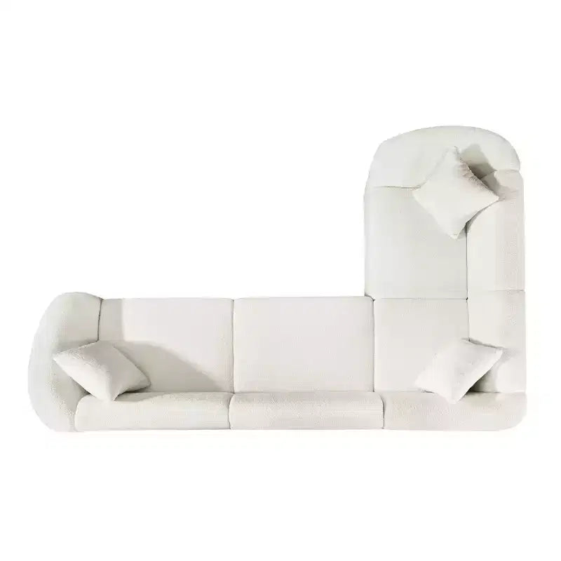 Divano sezionale a L curvo in bouclé beige a 4 posti Isolde Contemporary da 104"