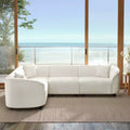 Divano sezionale a L curvo in bouclé beige a 4 posti Isolde Contemporary da 104"