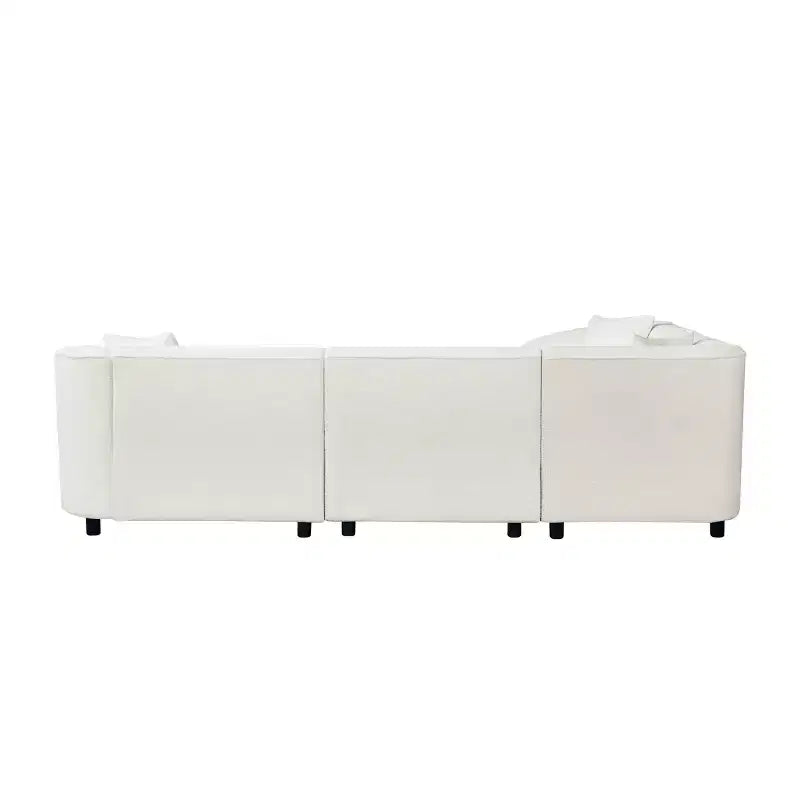 Divano sezionale a L curvo in bouclé beige a 4 posti Isolde Contemporary da 104"
