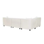 Divano sezionale a L curvo in bouclé beige a 4 posti Isolde Contemporary da 104"
