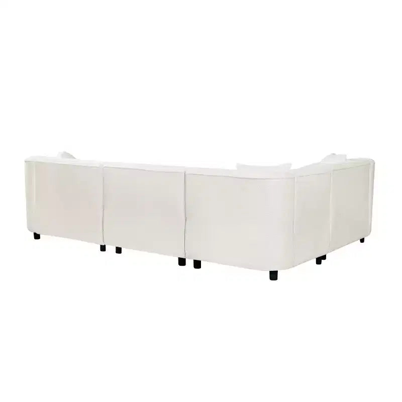 Divano sezionale a L curvo in bouclé beige a 4 posti Isolde Contemporary da 104"