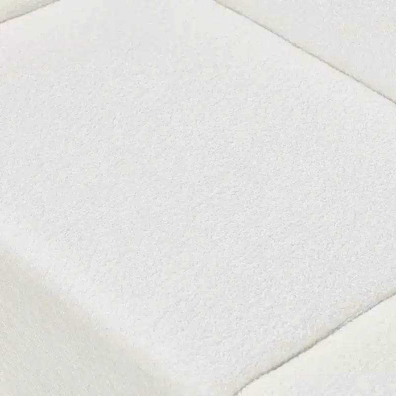 Divano sezionale a L curvo in bouclé beige a 4 posti Isolde Contemporary da 104"