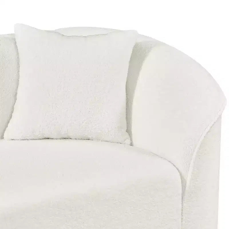 Divano sezionale a L curvo in bouclé beige a 4 posti Isolde Contemporary da 104"