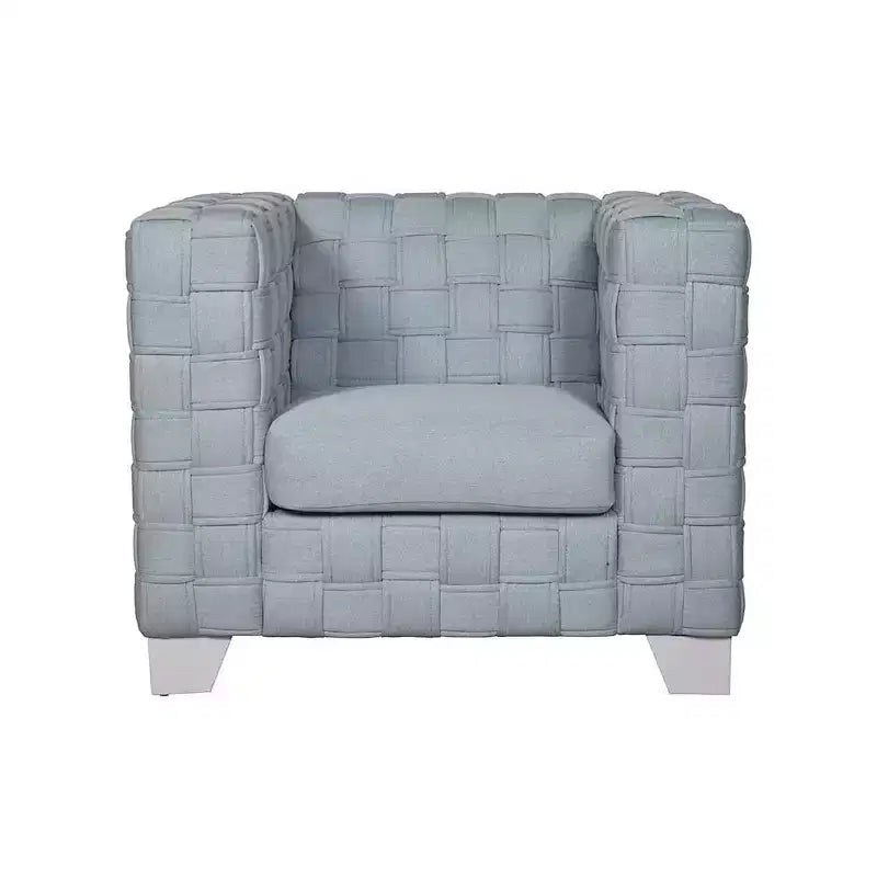 Poltrona accent Acme Furniture Saree in ciniglia azzurro chiaro/finitura bianca