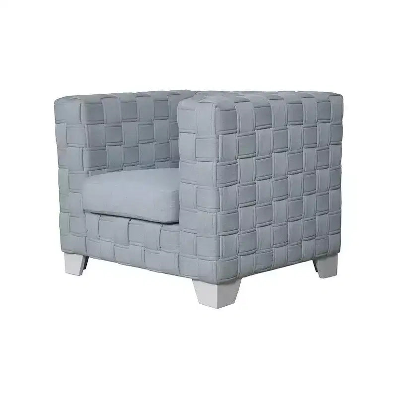 Poltrona accent Acme Furniture Saree in ciniglia azzurro chiaro/finitura bianca