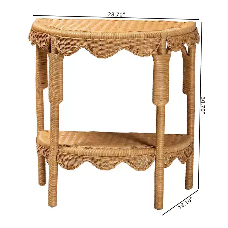 Consolle in rattan Paisley Coastal Scallop color miele chiaro