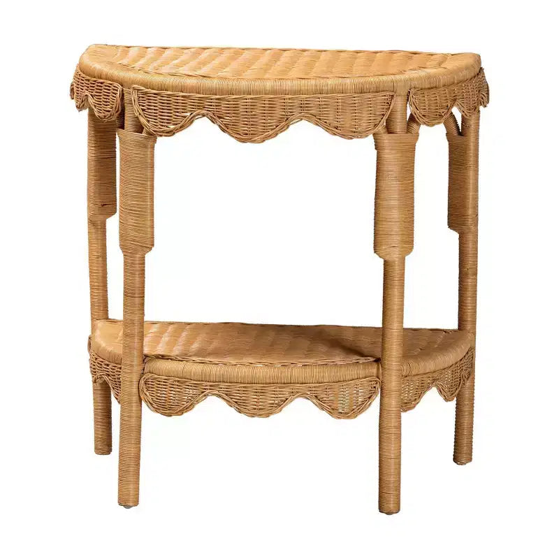 Consolle in rattan Paisley Coastal Scallop color miele chiaro