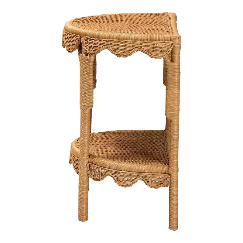 Consolle in rattan Paisley Coastal Scallop color miele chiaro