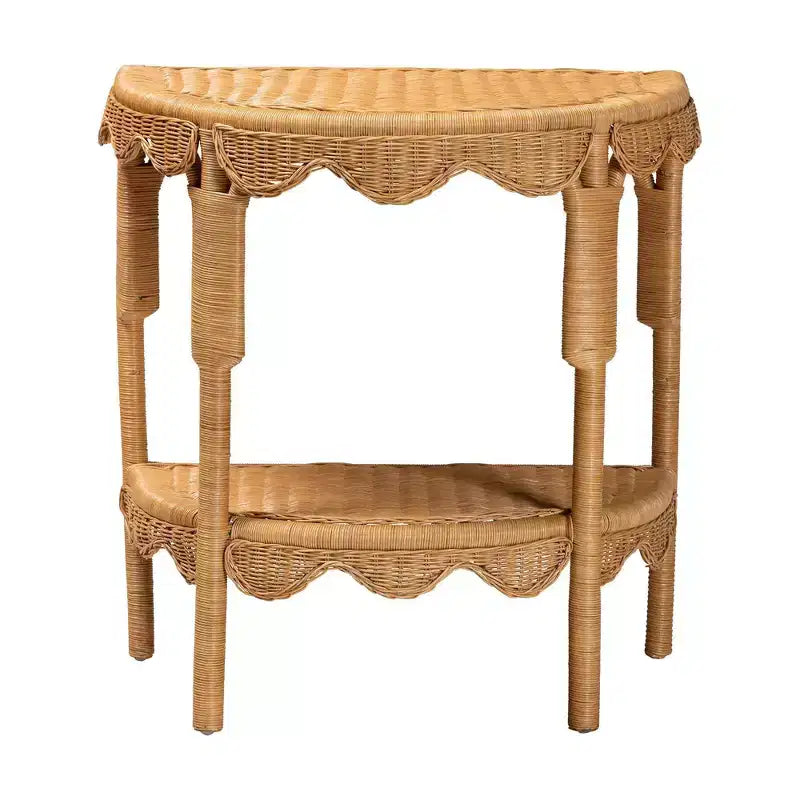 Consolle in rattan Paisley Coastal Scallop color miele chiaro