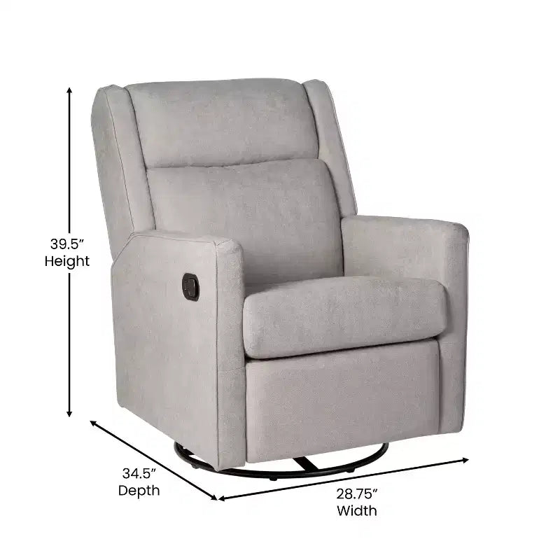 Poltrona reclinabile Cash Swivel Glider Rocker, con rotazione manuale a 360 gradi, perfetta per soggiorno, camera da letto o nursery