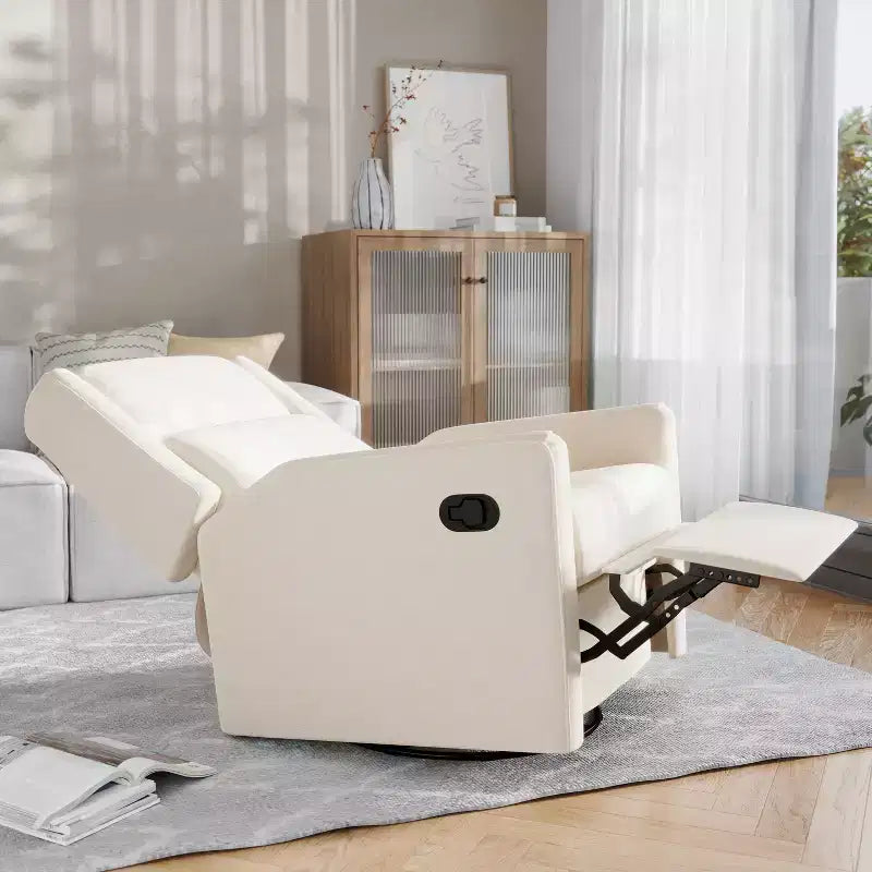 Poltrona reclinabile Cash Swivel Glider Rocker, con rotazione manuale a 360 gradi, perfetta per soggiorno, camera da letto o nursery