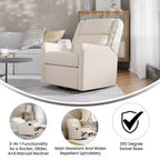 Poltrona reclinabile Cash Swivel Glider Rocker, con rotazione manuale a 360 gradi, perfetta per soggiorno, camera da letto o nursery