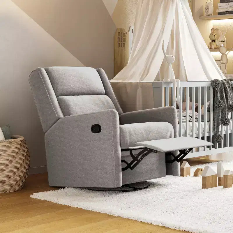 Poltrona reclinabile Cash Swivel Glider Rocker, con rotazione manuale a 360 gradi, perfetta per soggiorno, camera da letto o nursery