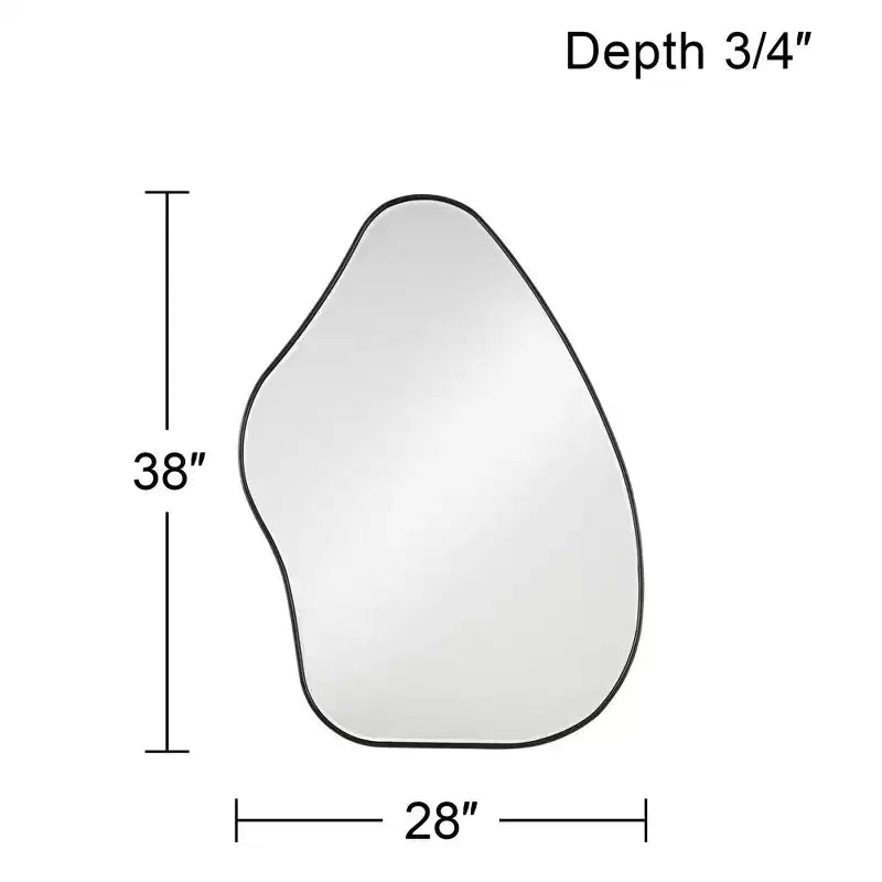 Cavandish Specchio da Parete Curvo Astratto Rotondo con Cornice in Legno Nero Opaco, Bordo Smussato, Moderno, 71 cm, per Bagno