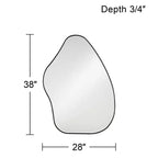 Cavandish Specchio da Parete Curvo Astratto Rotondo con Cornice in Legno Nero Opaco, Bordo Smussato, Moderno, 71 cm, per Bagno