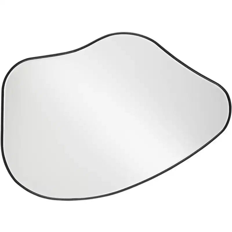 Cavandish Specchio da Parete Curvo Astratto Rotondo con Cornice in Legno Nero Opaco, Bordo Smussato, Moderno, 71 cm, per Bagno